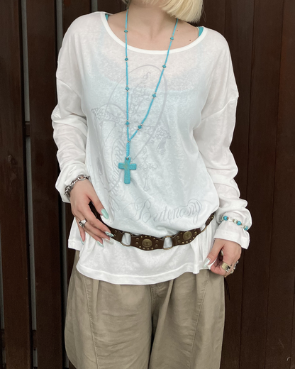 グラフィックプリントルーズロンT KC0354