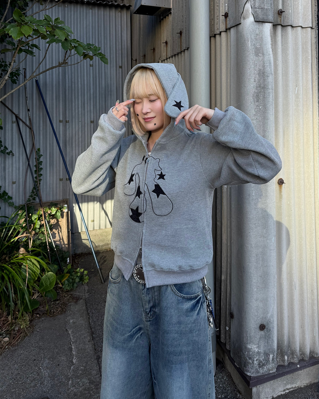 星プリントバニージップアップパーカー（耳付き） KC0227 – YOLO（ヨロ