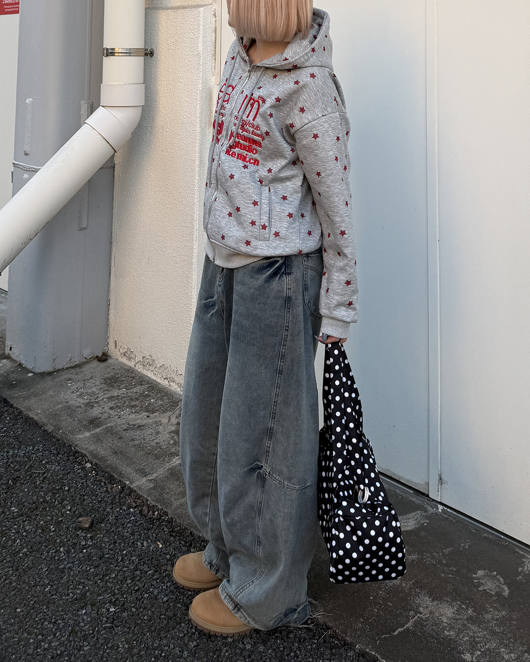 星プリントスウェットジップアップパーカーKC0229