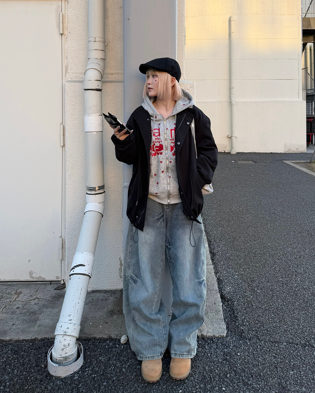 星プリントスウェットジップアップパーカーKC0229