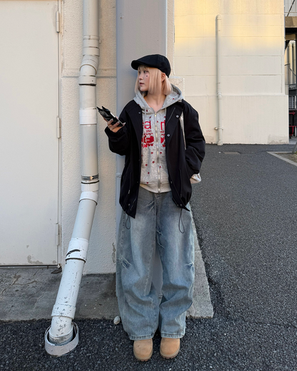 星プリントスウェットジップアップパーカーKC0229