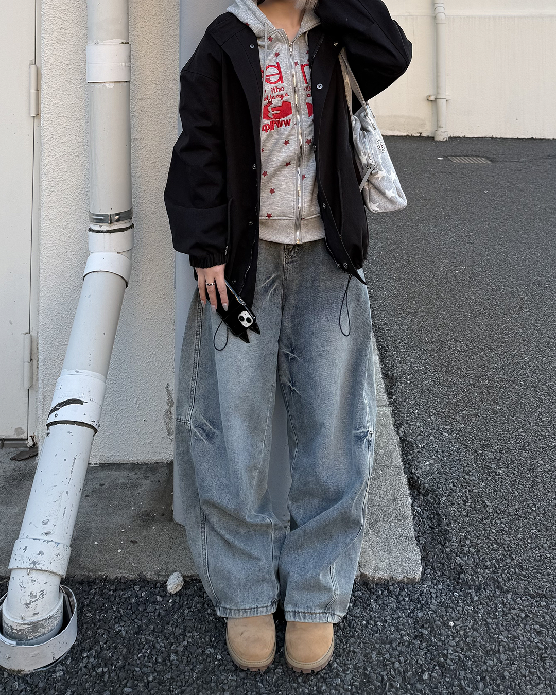 星プリントスウェットジップアップパーカーKC0229