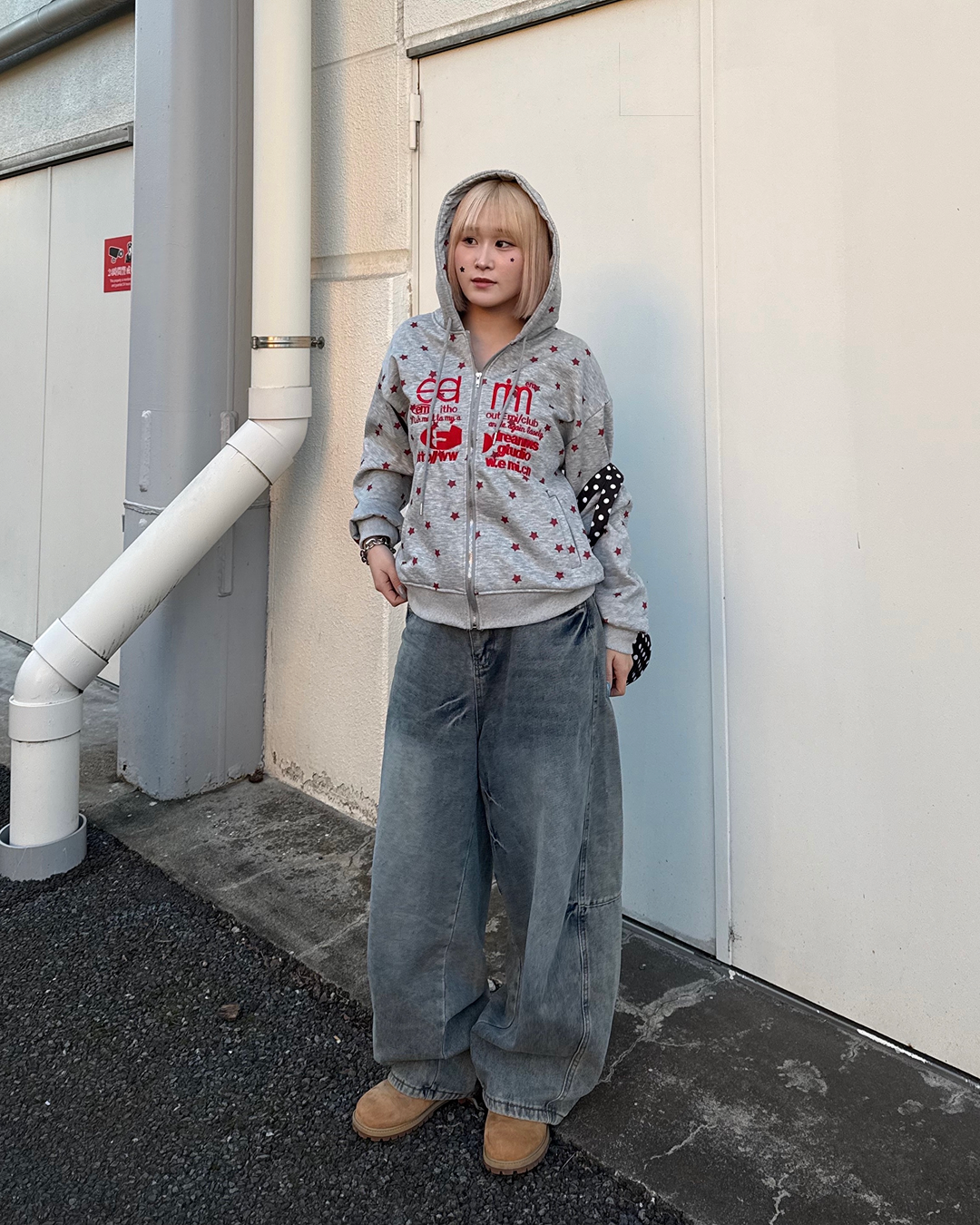 星プリントスウェットジップアップパーカーKC0229