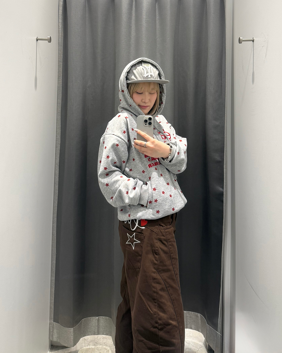 星プリントスウェットジップアップパーカーKC0229