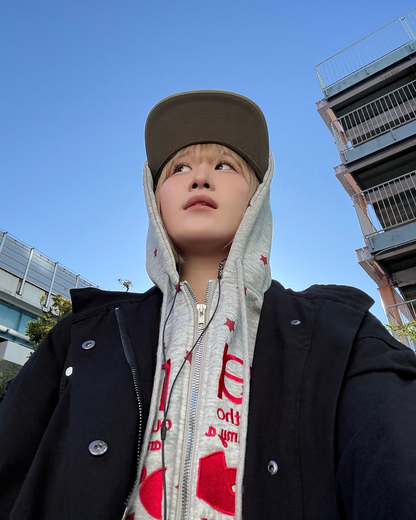 星プリントスウェットジップアップパーカーKC0229