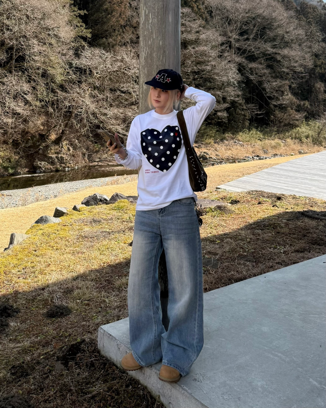 ドットハートプリントスウェット KC0235