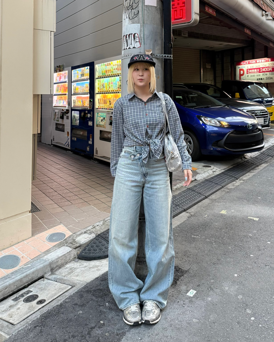 カジュアルブルーチェックシャツ　KC0240