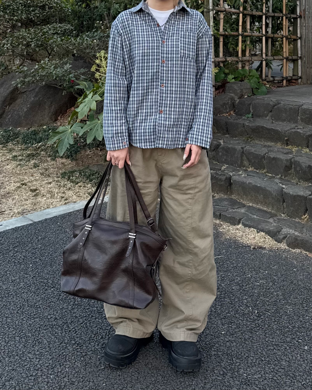 カジュアルブルーチェックシャツ　KC0240