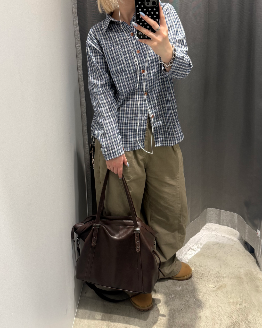 カジュアルブルーチェックシャツ　KC0240