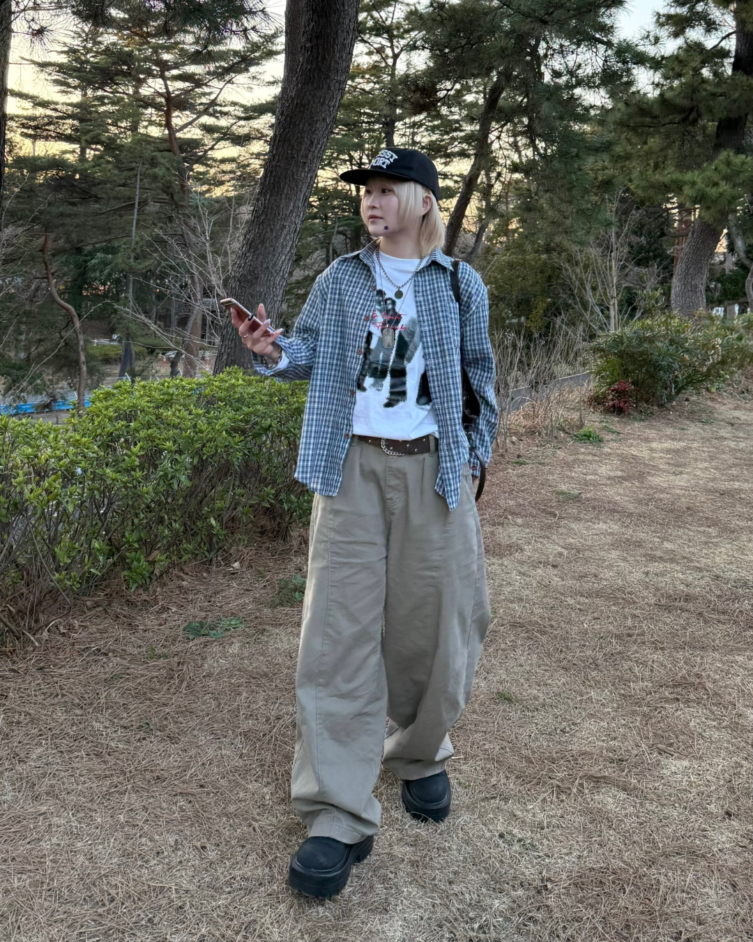 カジュアルブルーチェックシャツ　KC0240