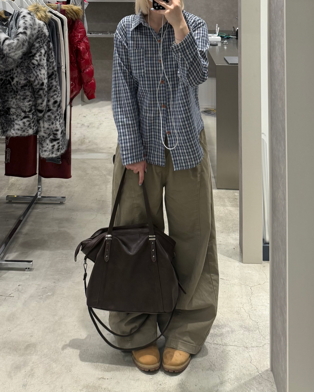 カジュアルブルーチェックシャツ　KC0240