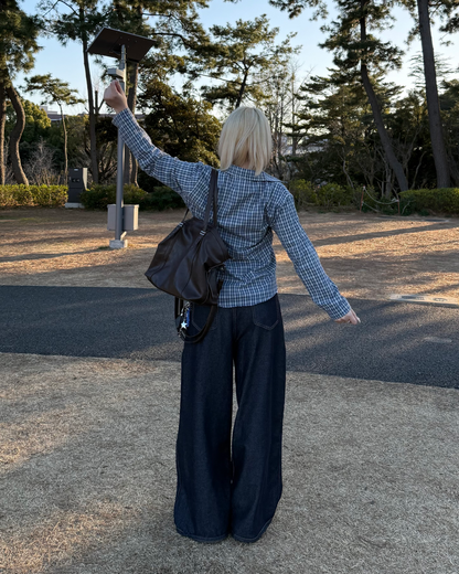 カジュアルブルーチェックシャツ　KC0240