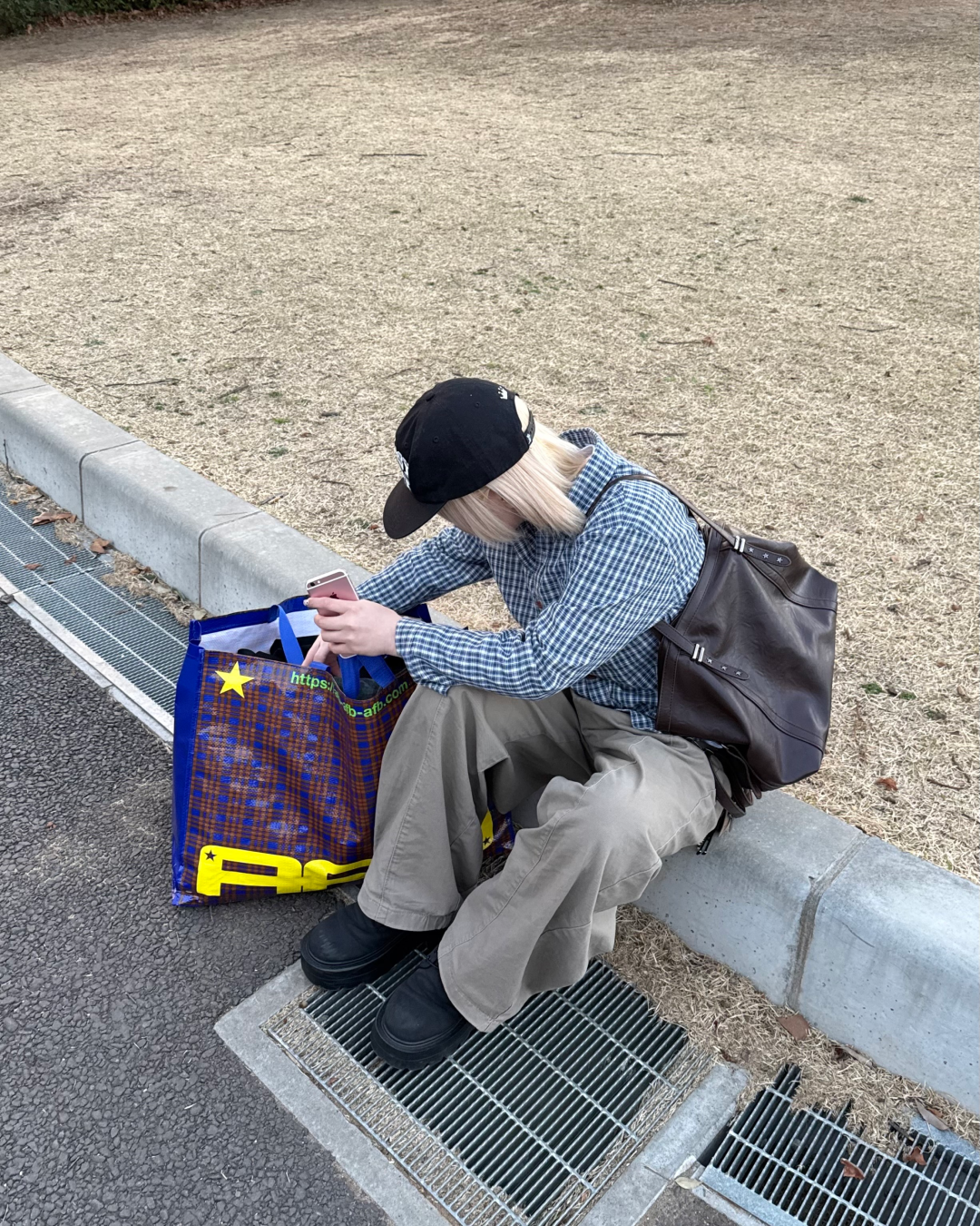 カジュアルブルーチェックシャツ　KC0240