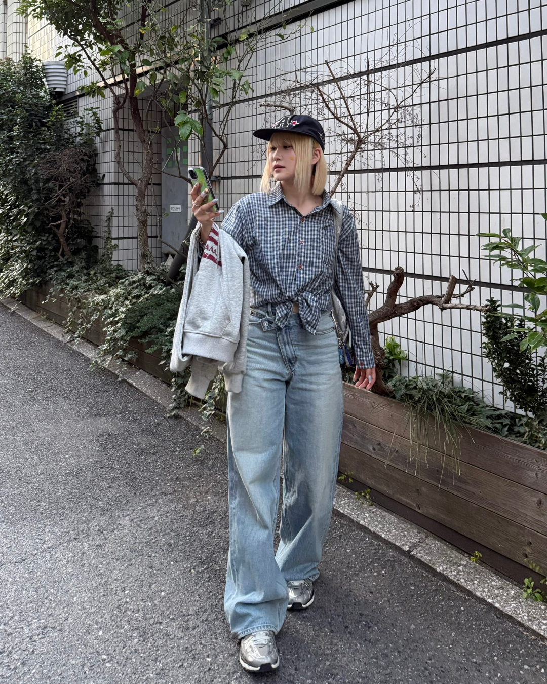 カジュアルブルーチェックシャツ　KC0240