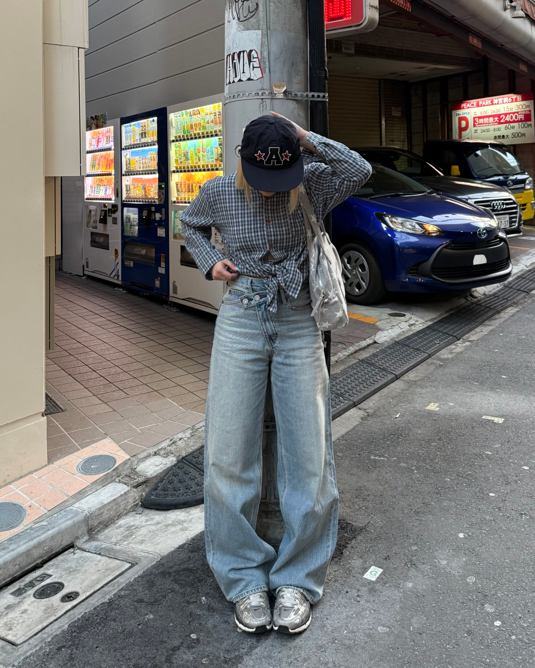 カジュアルブルーチェックシャツ　KC0240