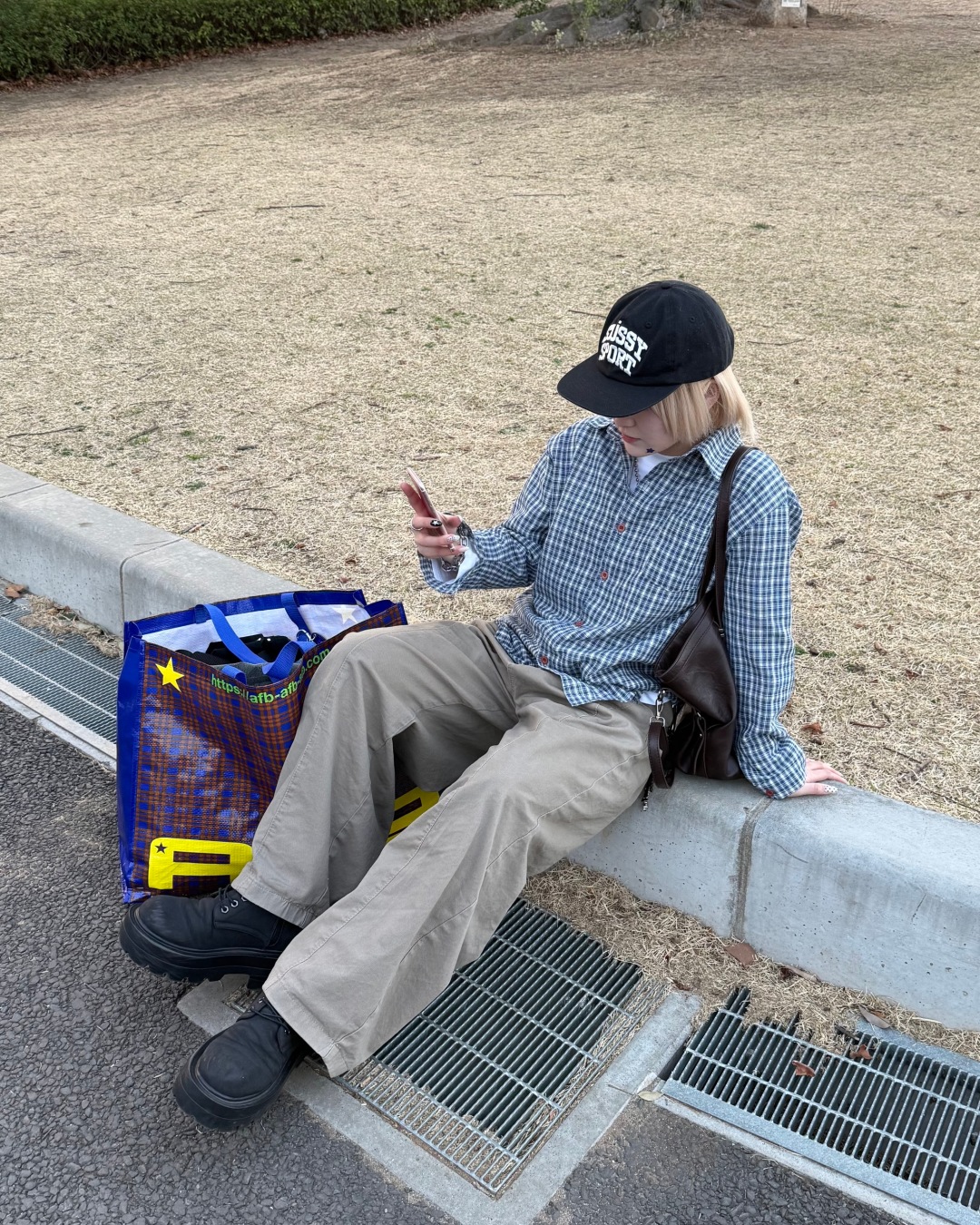 カジュアルブルーチェックシャツ　KC0240