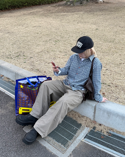 カジュアルブルーチェックシャツ　KC0240