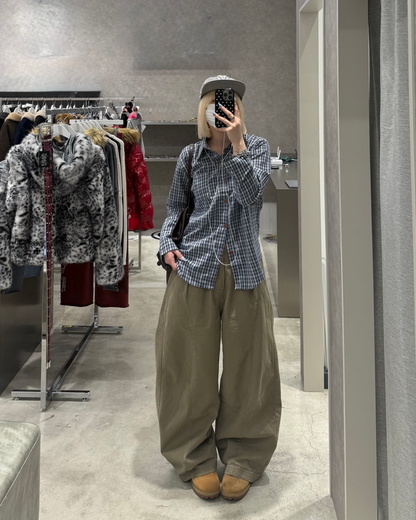 カジュアルブルーチェックシャツ　KC0240