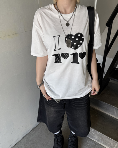 ドットハートデザインTシャツ KC0256