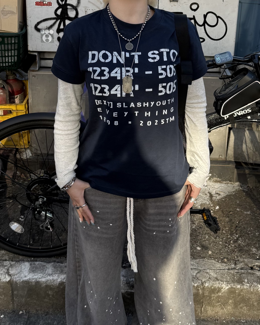レトロレターリングプリントTシャツ KC0262