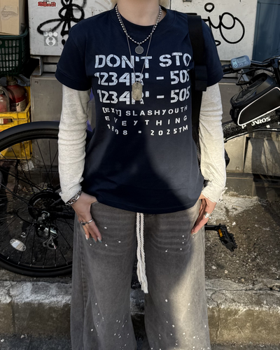 レトロレターリングプリントTシャツ KC0262