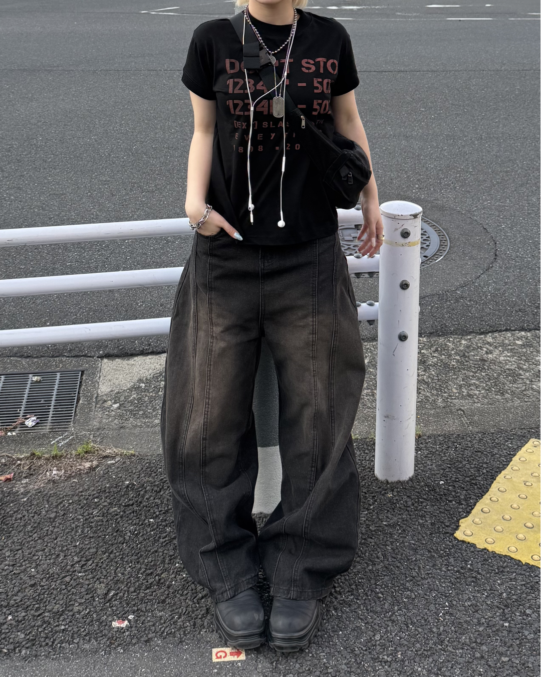 レトロレターリングプリントTシャツ KC0262