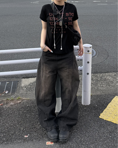 レトロレターリングプリントTシャツ KC0262