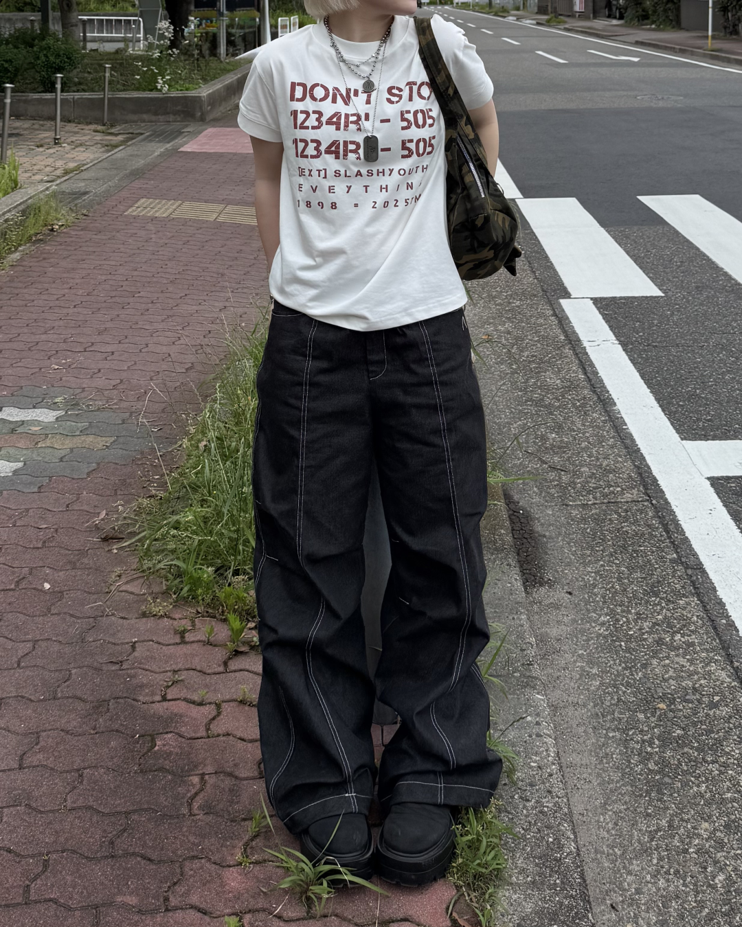 レトロレターリングプリントTシャツ KC0262