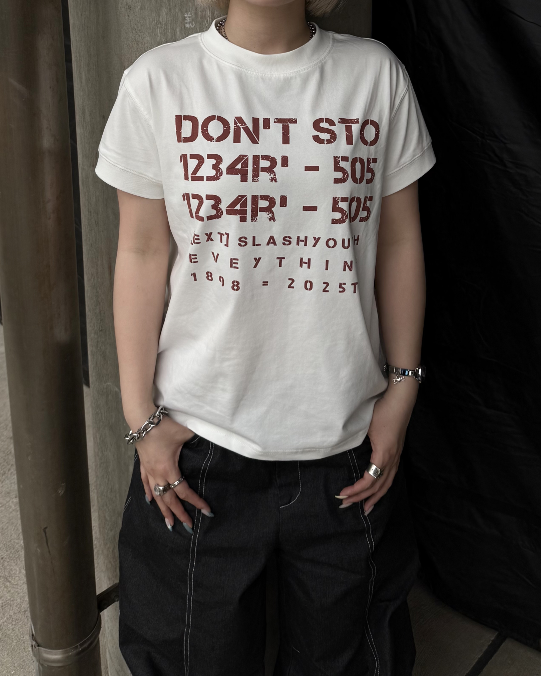 レトロレターリングプリントTシャツ KC0262