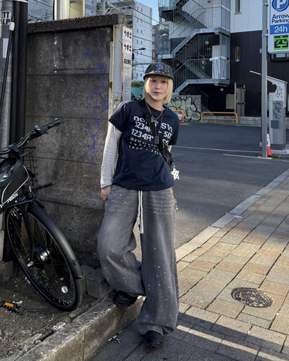レトロレターリングプリントTシャツ KC0262