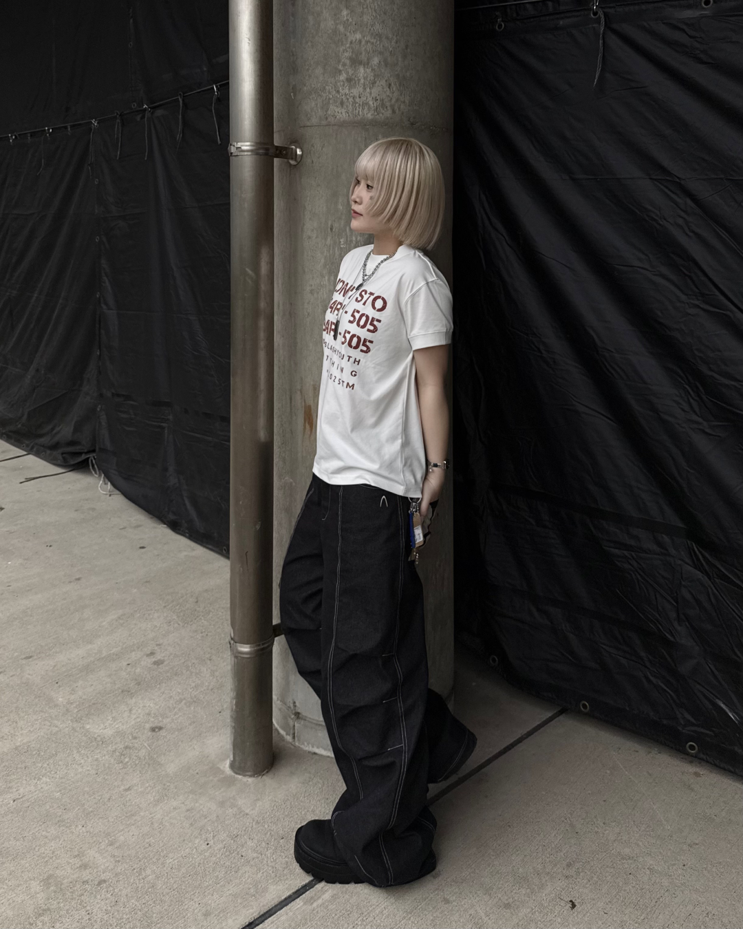 レトロレターリングプリントTシャツ KC0262