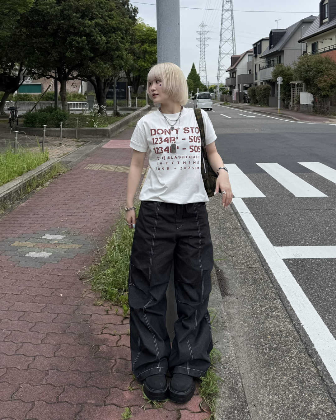 レトロレターリングプリントTシャツ KC0262