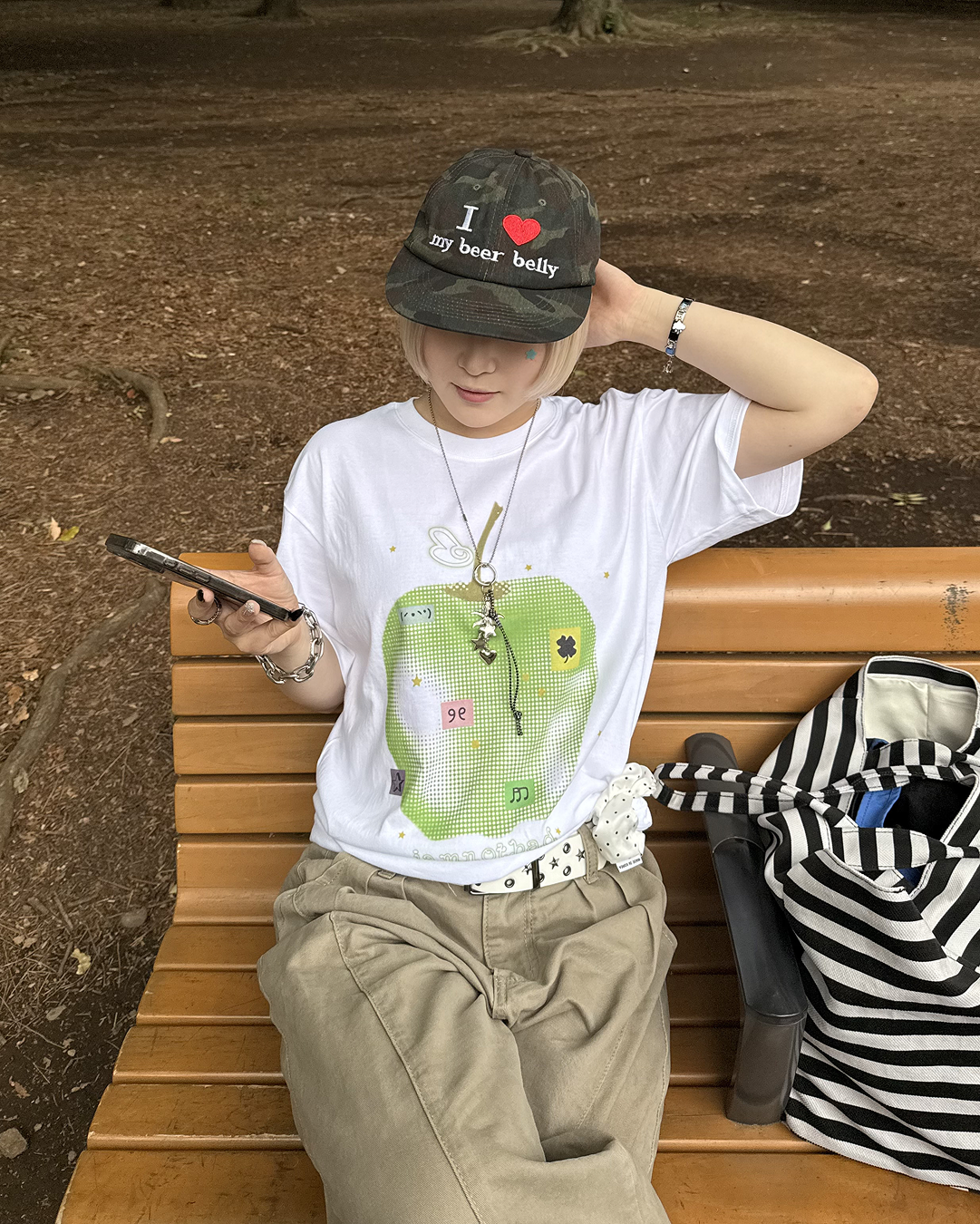 グリーンアップルプリントTシャツ KC0268