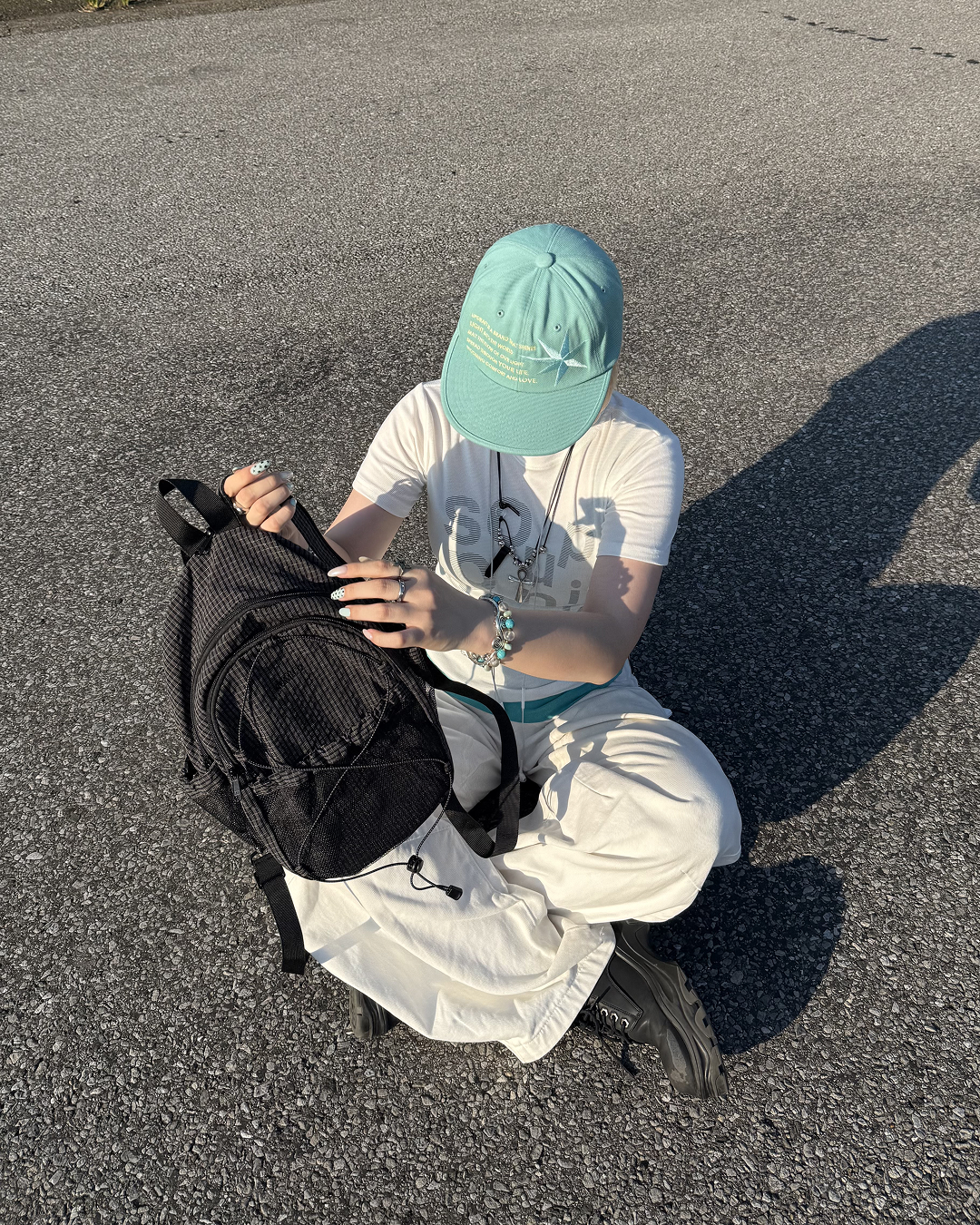 ホワイトレタープリントラウンドネックTシャツ KC0343