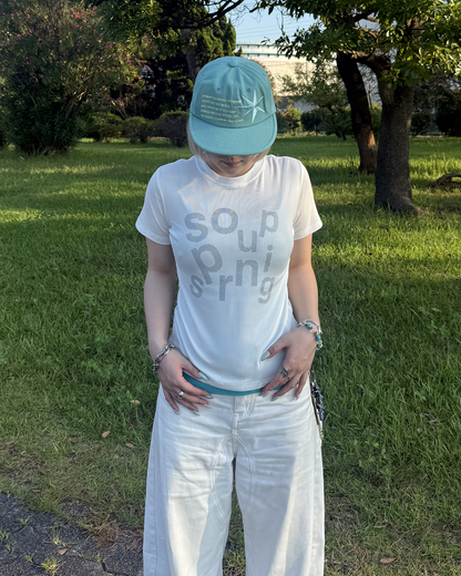 ホワイトレタープリントラウンドネックTシャツ KC0343