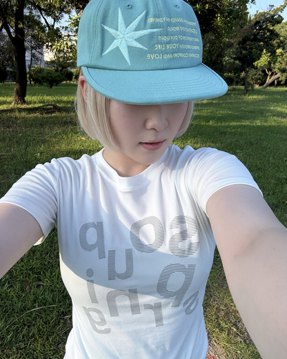 ホワイトレタープリントラウンドネックTシャツ KC0343
