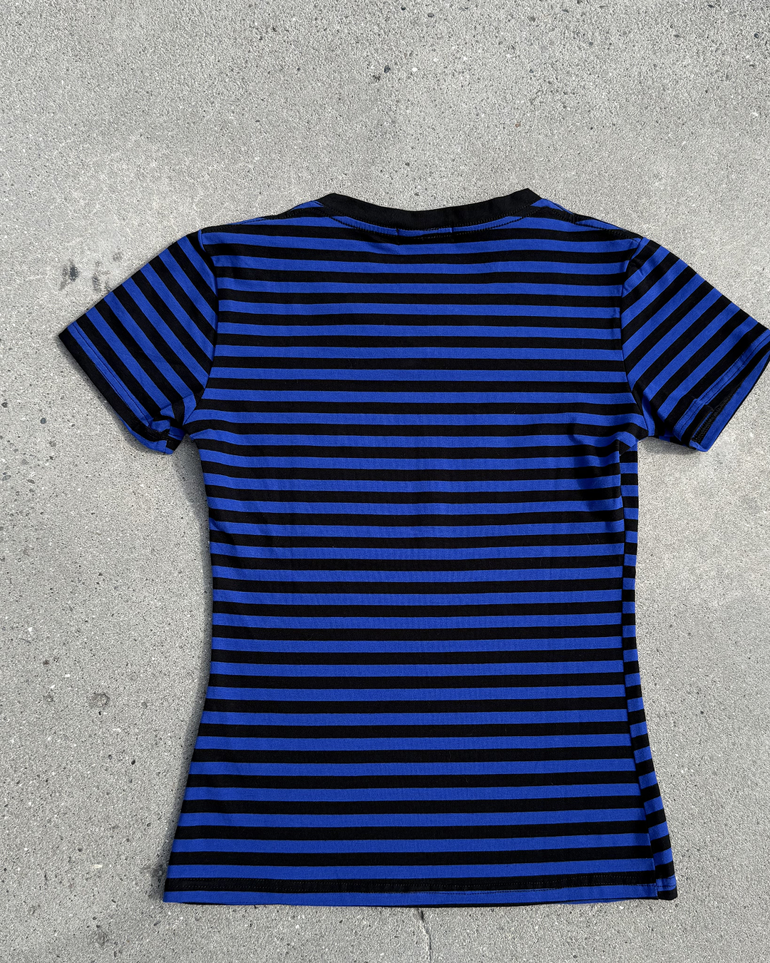 VネックストライプスリムウエストTシャツ KC0348