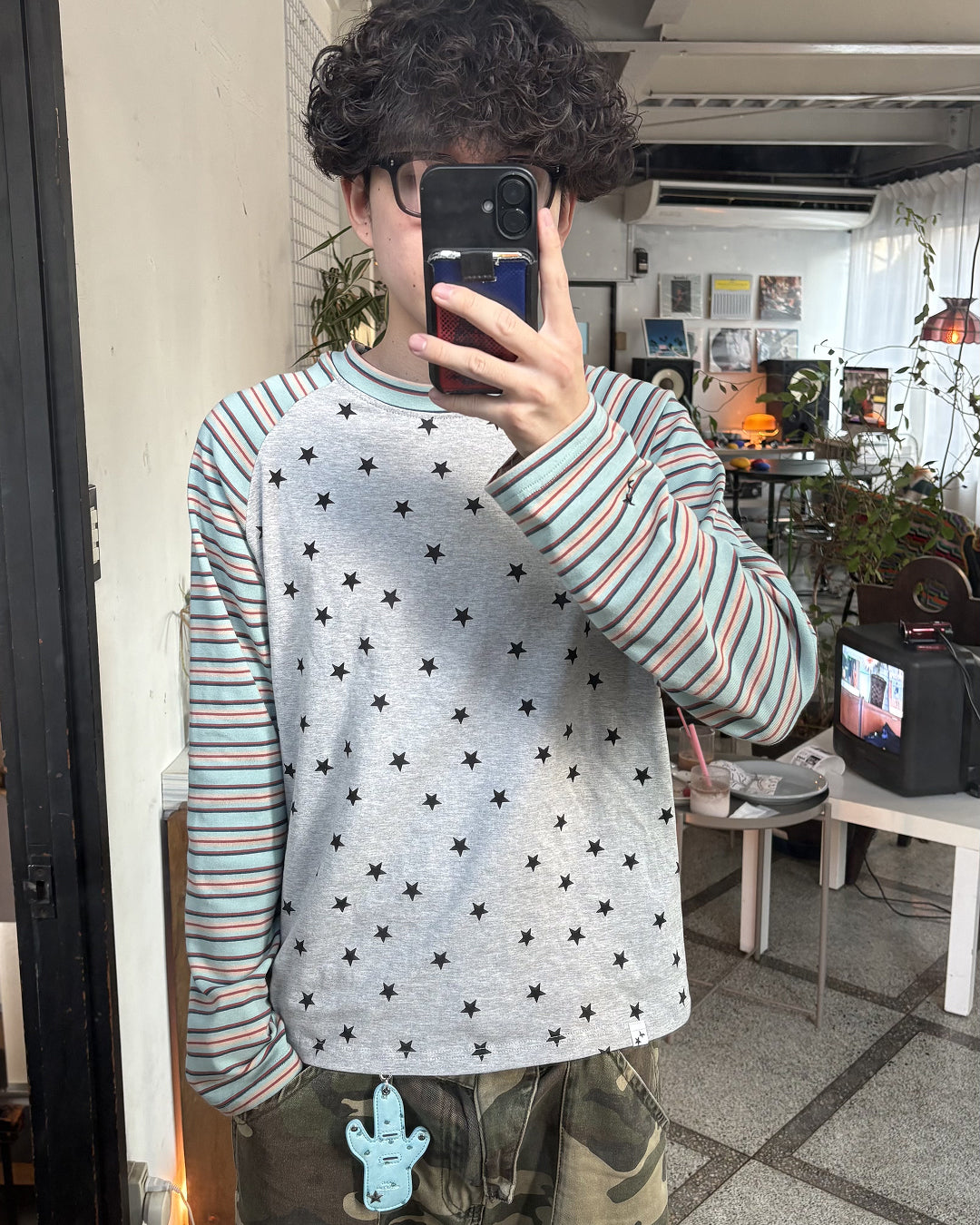 星柄ボーダースリーブTシャツ KH0022