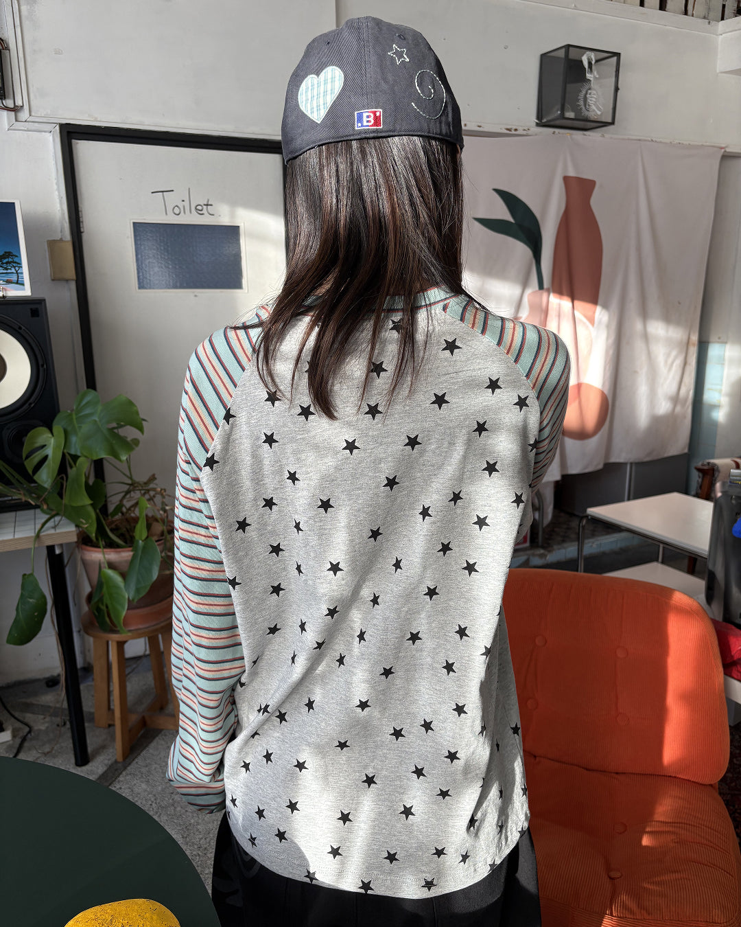 星柄ボーダースリーブTシャツ KH0022