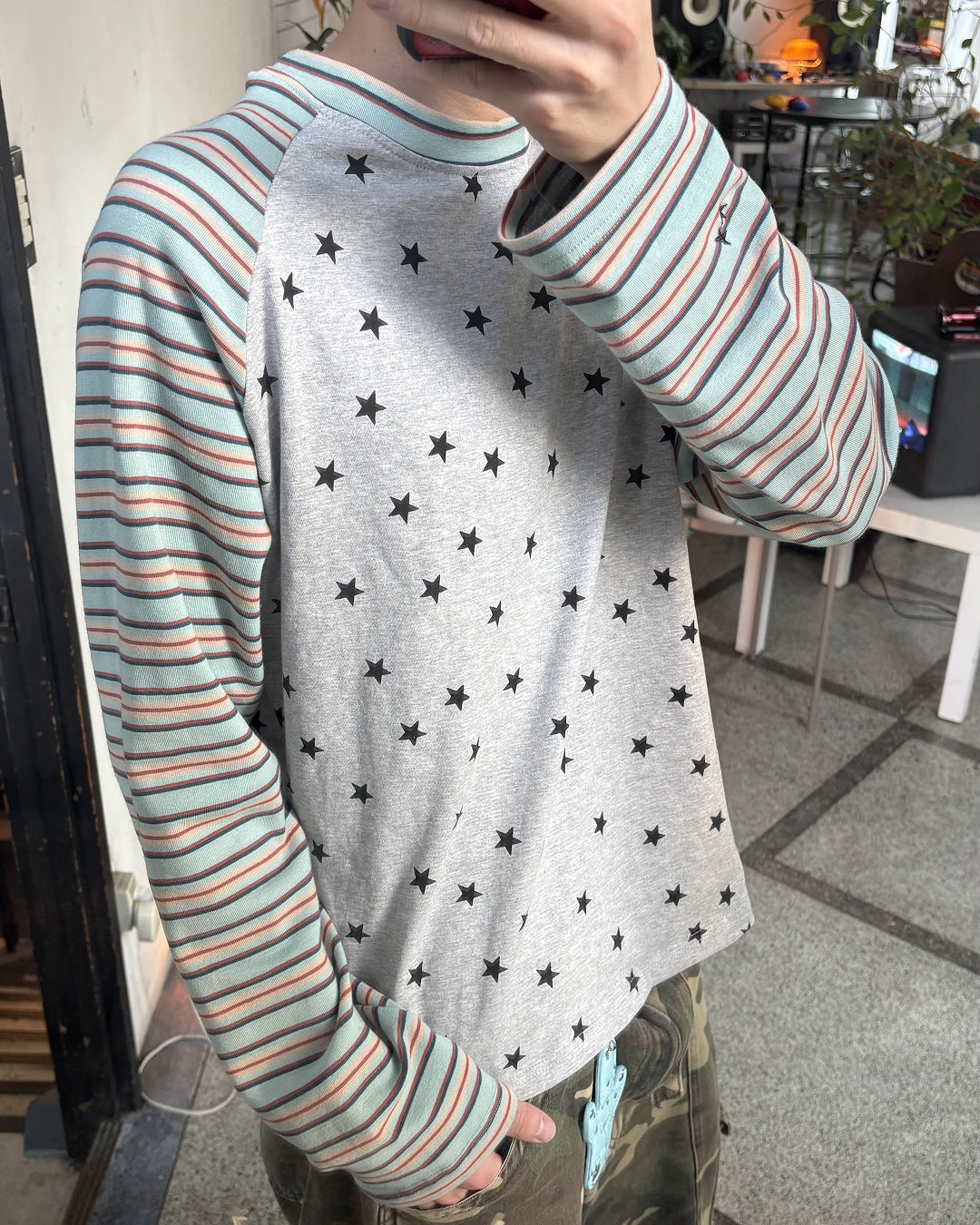 星柄ボーダースリーブTシャツ KH0022