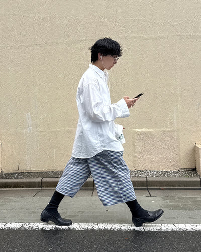 チェック柄ワイドハーフパンツ KI0019