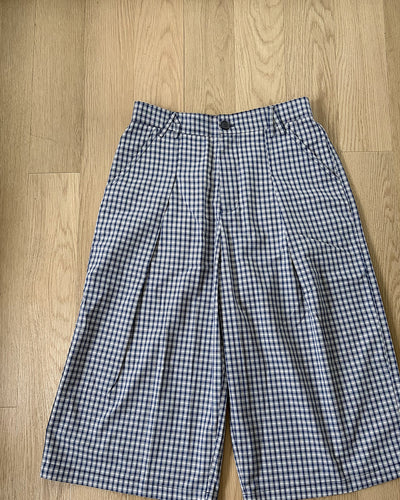 チェック柄ワイドハーフパンツ KI0019