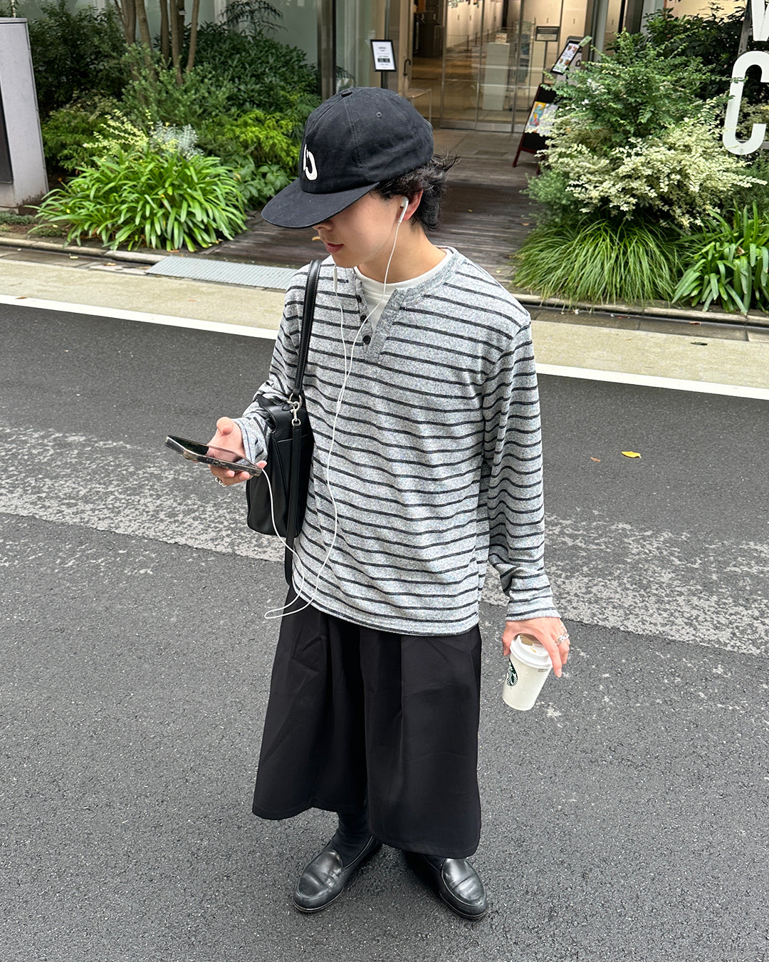 ボーダー柄ヘンリーネックロンT KI0060