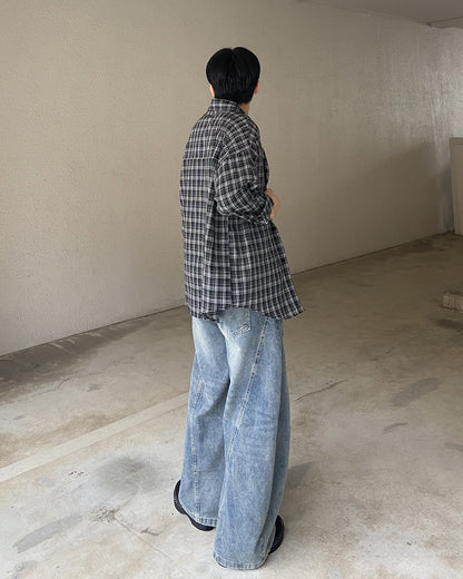オーバーサイズチェックシャツ KJ0011