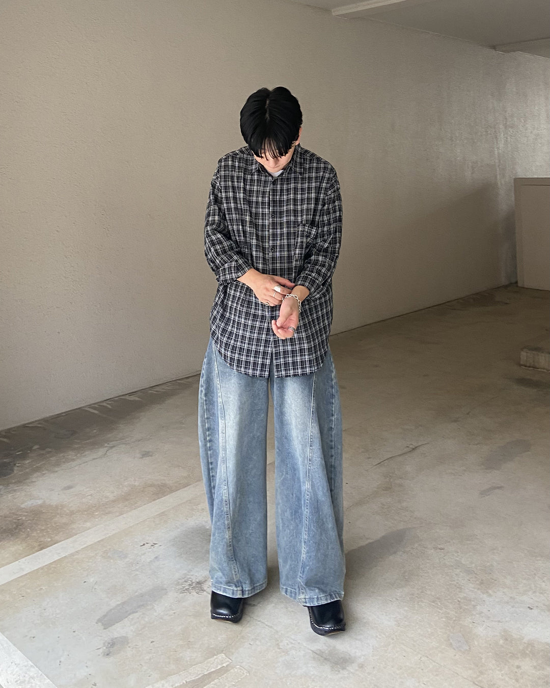 オーバーサイズチェックシャツ KJ0011