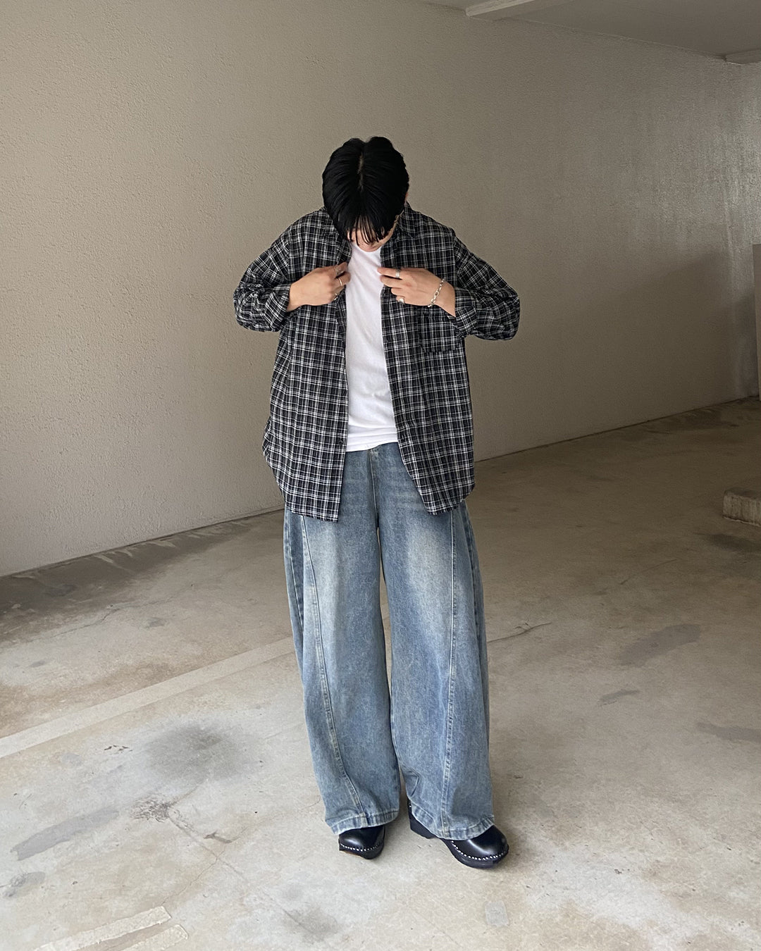 オーバーサイズチェックシャツ KJ0011