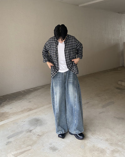 オーバーサイズチェックシャツ KJ0011
