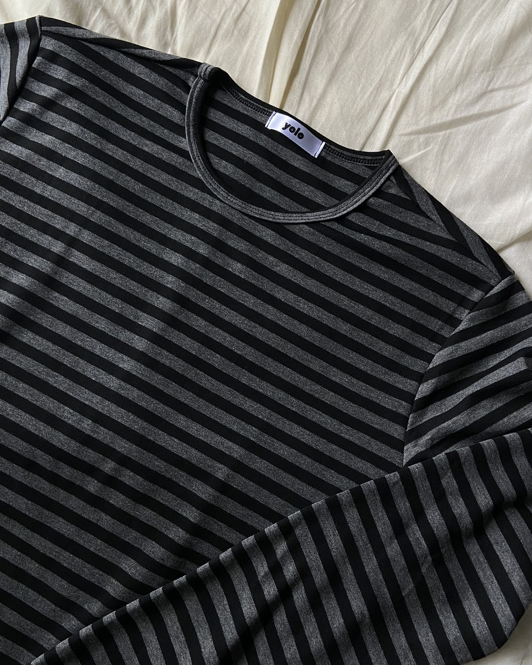 ボーダー柄クルーネックロングTシャツ KJ0012