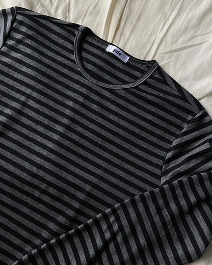 ボーダー柄クルーネックロングTシャツ KJ0012