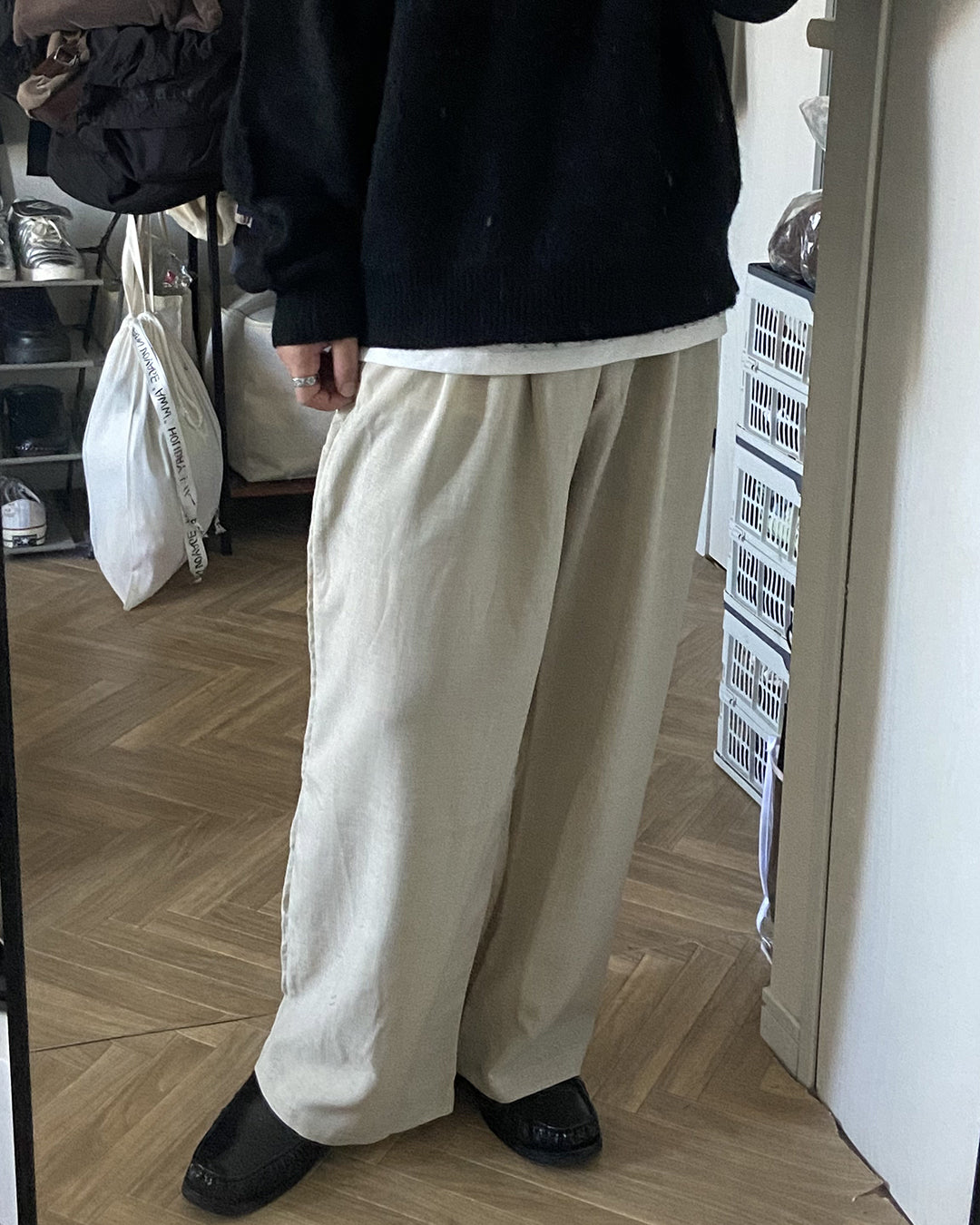 リネンライクワイドストレートパンツ KJ0017